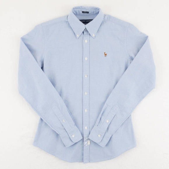NWT Polo Ralph Lauren Skinny Fit Cotton Oxford Shirt Light Blue - Picture 1 of 8